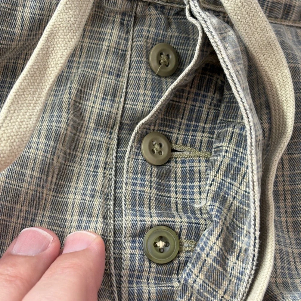 Vintge American Eagle Mens Plaid Shorts Sz33 Khaki Drawstring Cotton Durable